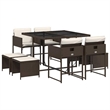 Afuera Living Poly Rattan Garden Dining Set in Brown/Cream white