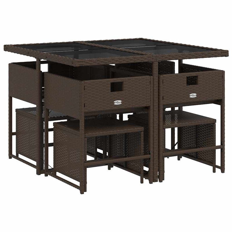 Afuera Living Poly Rattan Garden Dining Set in Brown/Cream white
