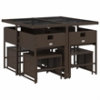 Afuera Living Poly Rattan Garden Dining Set in Brown/Cream white