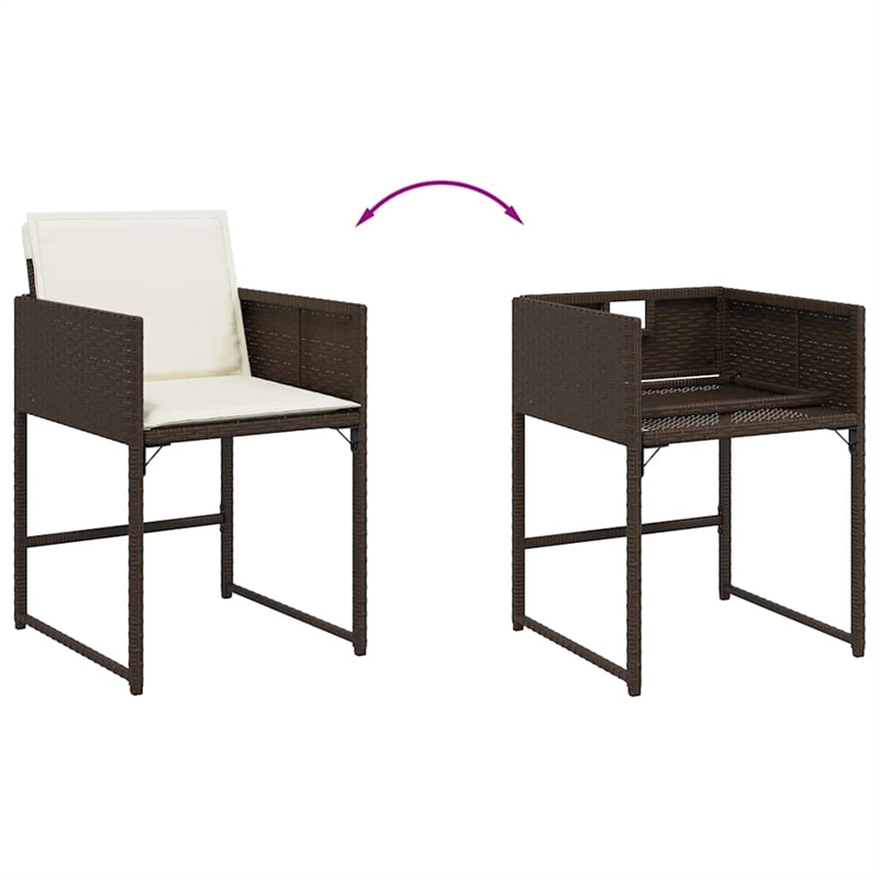 Afuera Living Poly Rattan Garden Dining Set in Brown/Cream white