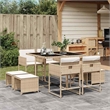 Afuera Living 9 Piece Poly Rattan Garden Dining Set in Beige/Cream