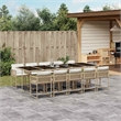 Afuera Living Contemporary Rattan Garden Dining Set in Beige/Cream