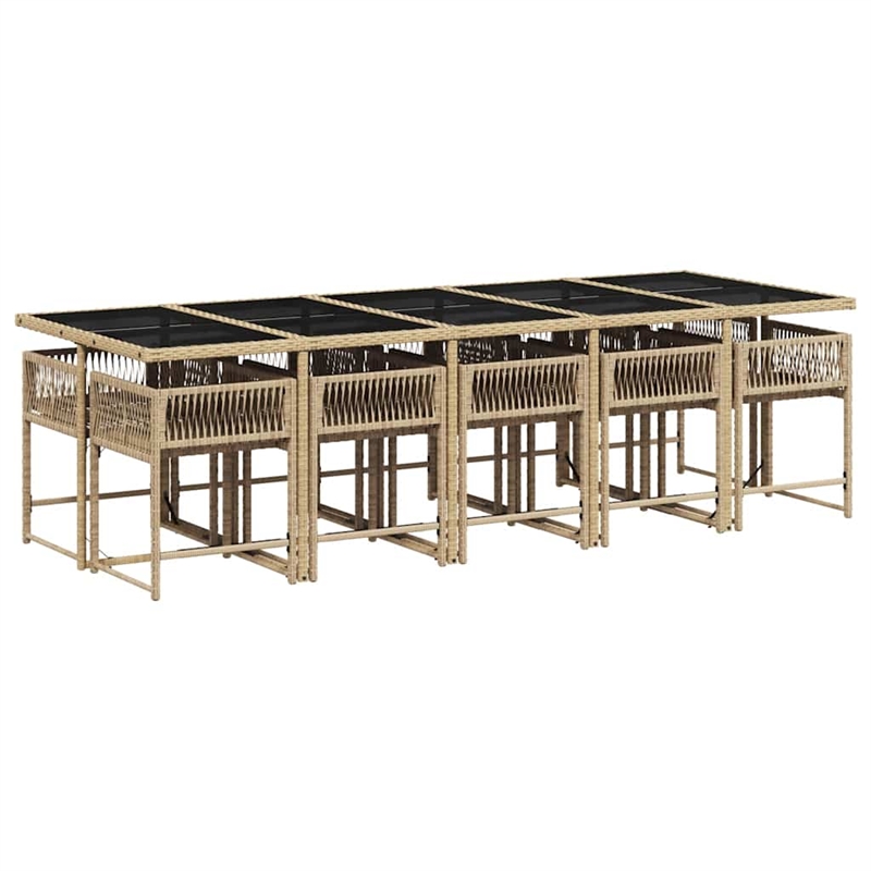 Afuera Living Contemporary Rattan Garden Dining Set in Beige/Cream