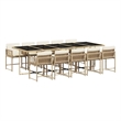 Afuera Living Contemporary Rattan Garden Dining Set in Beige/Cream