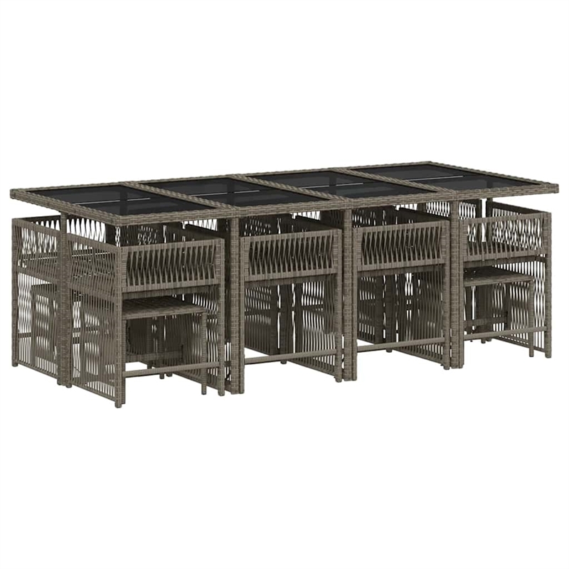 Afuera Living 13 Piece Poly Rattan Garden Dining Set in Gray