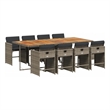 Afuera Living Contemporary 9 Piece Poly Rattan Patio Dining Set in Gray