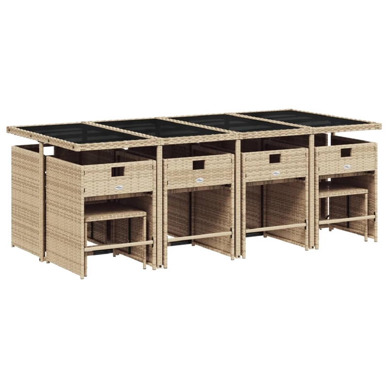 Afuera Living Contemporary Rattan Patio Dining Set in Beige/Cream White