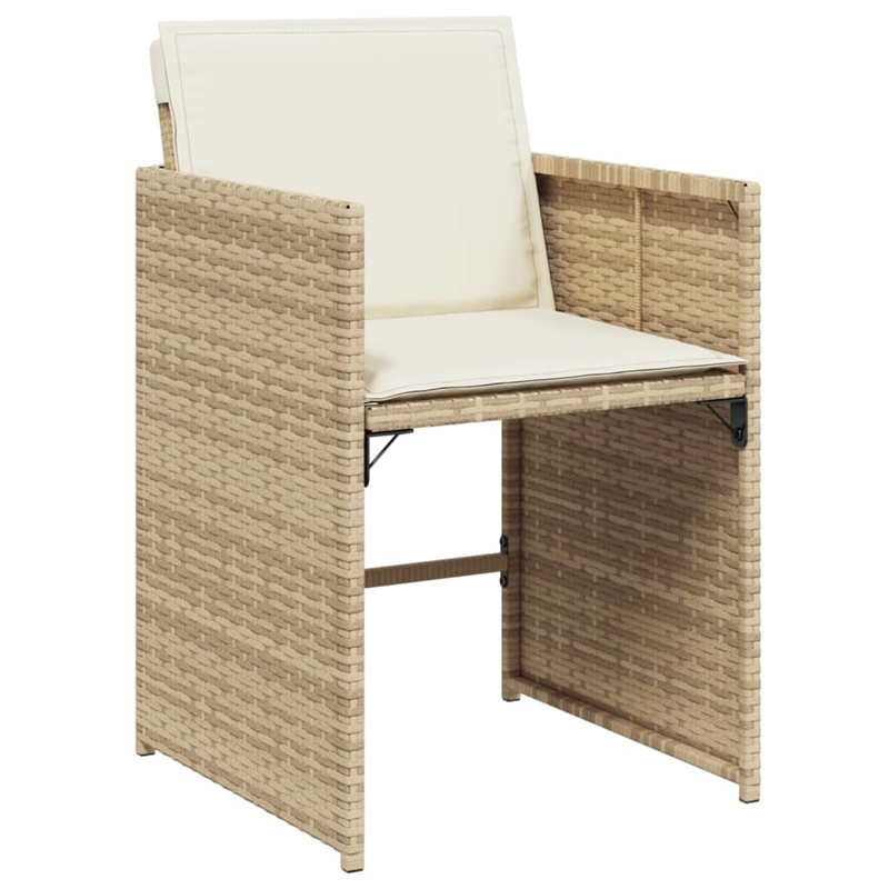 Afuera Living Contemporary Rattan Patio Dining Set in Beige/Cream White