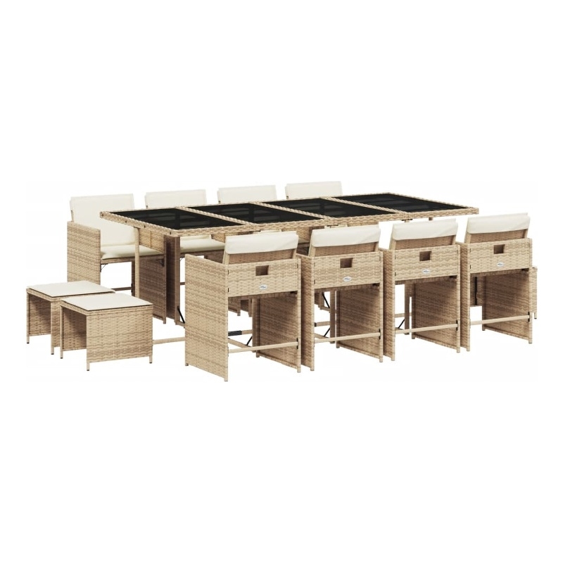 Afuera Living Contemporary Rattan Patio Dining Set in Beige/Cream White