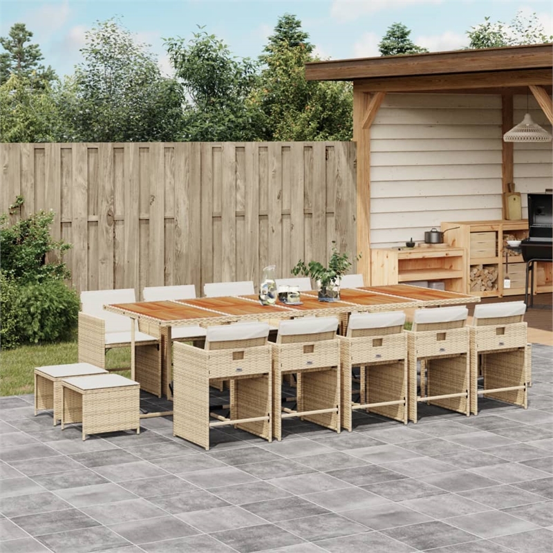 Afuera Living Contemporary 15 Piece Rattan Patio Dining Set in Brown