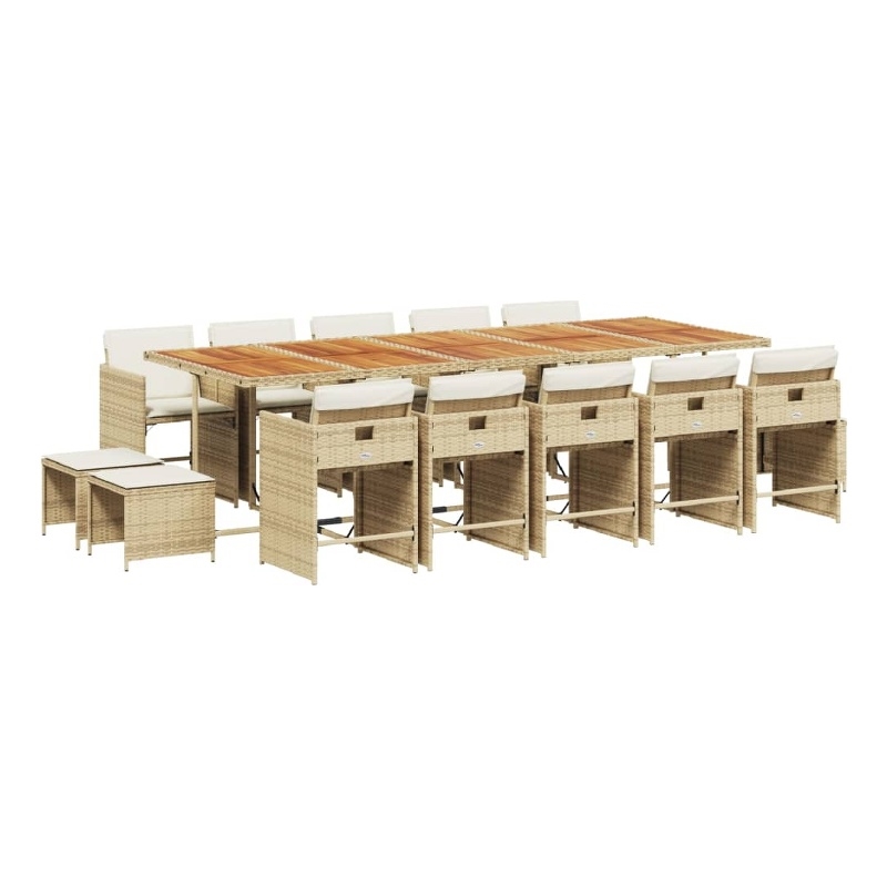 Afuera Living Contemporary 15 Piece Rattan Patio Dining Set in Brown