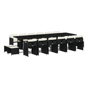Afuera Living Contemporary 17 Piece Rattan Patio Dining Set in Black