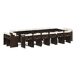 Afuera Living 17 Piece Rattan Patio Dining Set in Brown/Cream White
