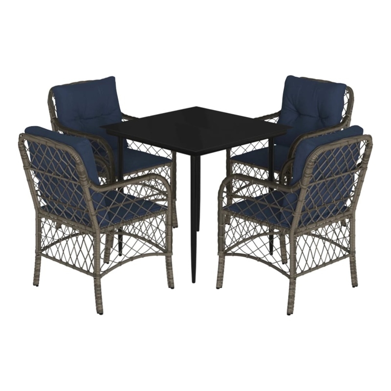 Afuera Living 5 Piece Poly Rattan Garden Dining Set in Black