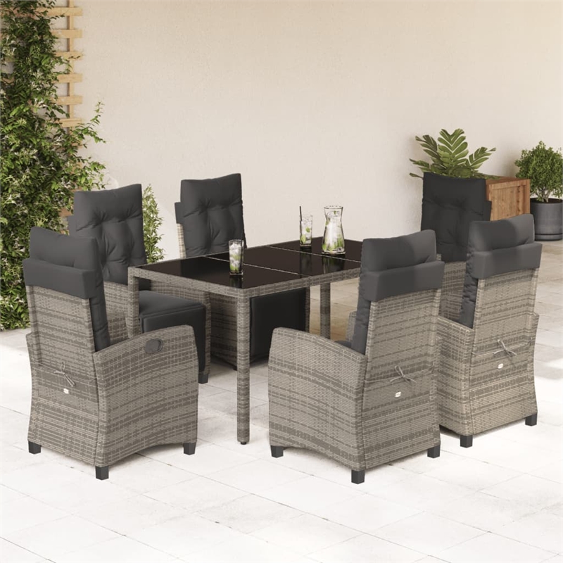 Afuera Living Contemporary Rattan Garden Dining Set in Gray Finish