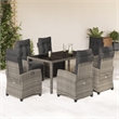 Afuera Living Contemporary Rattan Garden Dining Set in Gray Finish