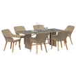 Afuera Living 7 Piece Poly Rattan Garden Dining Set with Cushions in Beige