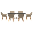 Afuera Living 7 Piece Poly Rattan Garden Dining Set with Cushions in Beige