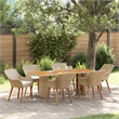 Afuera Living 7 Piece Poly Rattan Garden Dining Set with Cushions in Beige