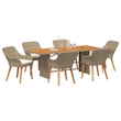 Afuera Living 7 Piece Poly Rattan Garden Dining Set with Cushions in Beige