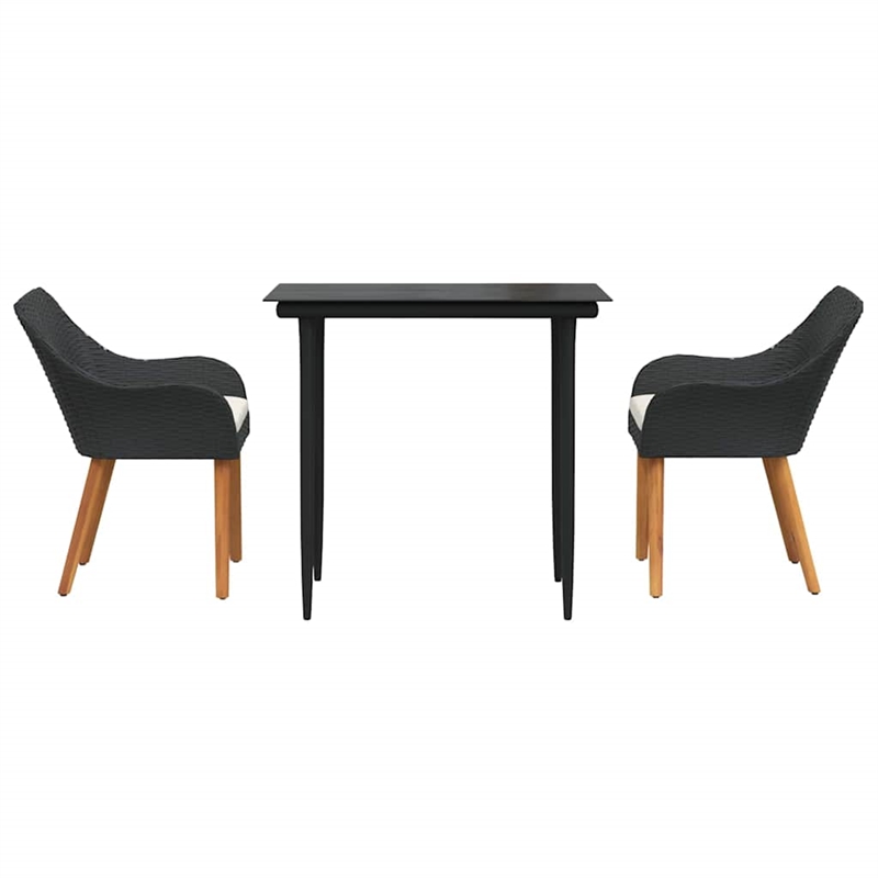 Afuera Living Poly Rattan Garden Dining Set with Cushions in Black