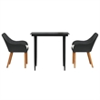 Afuera Living Poly Rattan Garden Dining Set with Cushions in Black