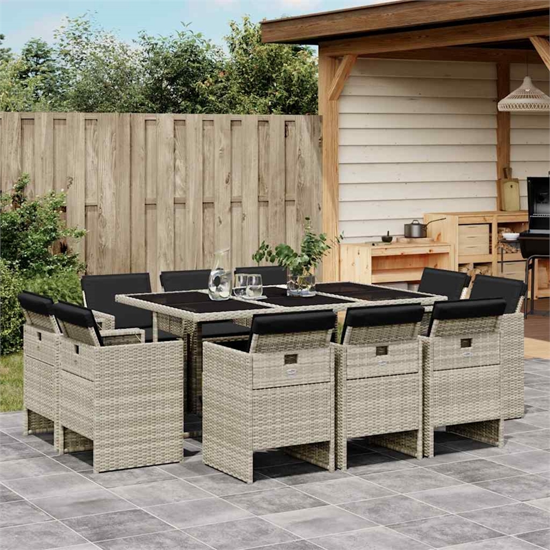 Afuera Living Contemporary Rattan Patio Dining Set in Anthracite