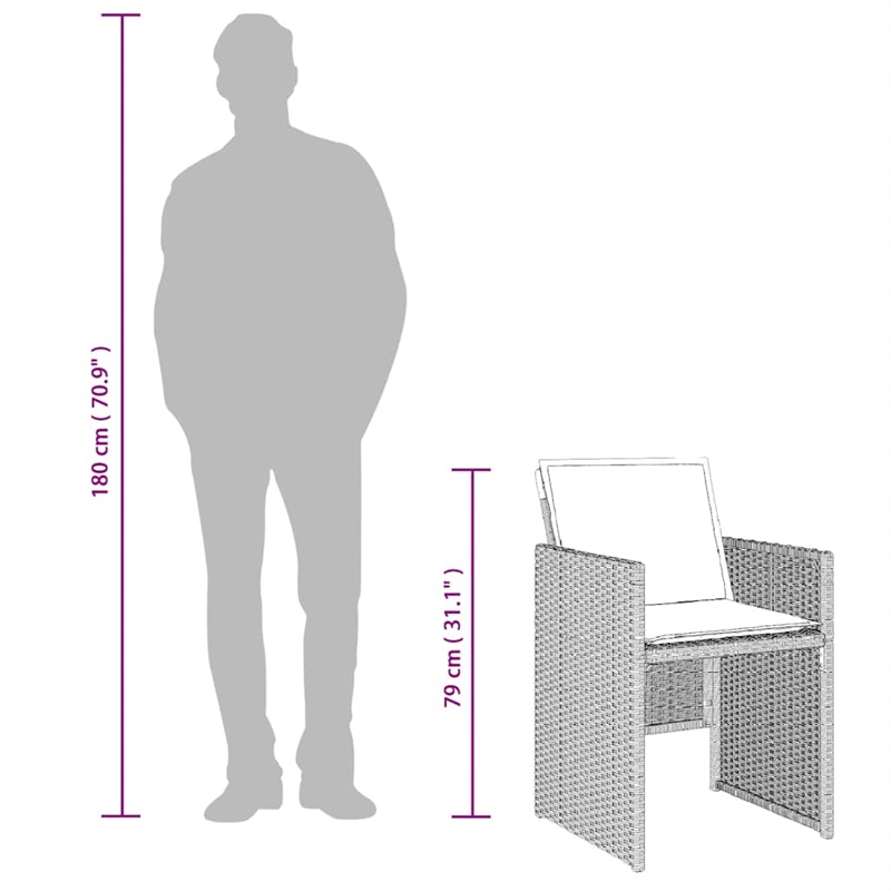Afuera Living Contemporary Rattan Patio Dining Set in Anthracite