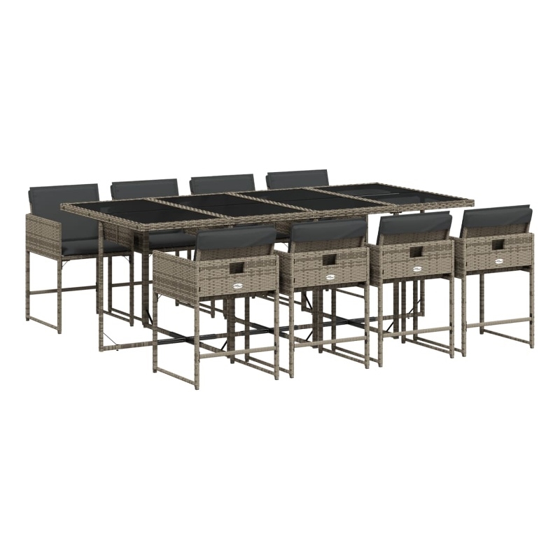 Afuera Living Contemporary 9 Piece Poly Rattan Garden Dining Set in Gray