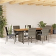 Afuera Living Contemporary 7 Piece Rattan Garden Dining Set in Dark Gray