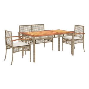 Afuera Living Contemporary 4 Piece Garden Dining Set in Beige