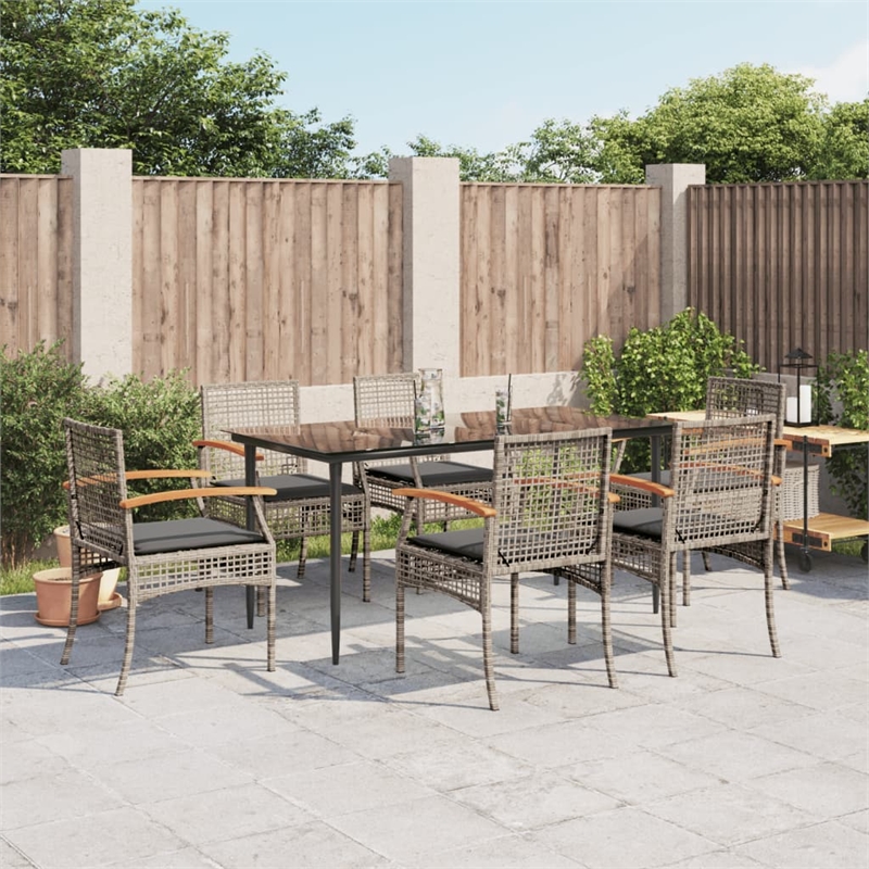 Afuera Living Contemporary Rattan Garden Dining Set in Black