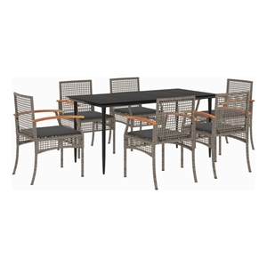 Afuera Living Contemporary Rattan Garden Dining Set in Black