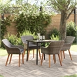 Afuera Living 5 Piece Poly Rattan Garden Dining Set with Cushions in Gray