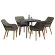 Afuera Living 5 Piece Poly Rattan Garden Dining Set with Cushions in Gray