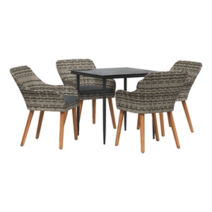 Afuera Living 5 Piece Poly Rattan Garden Dining Set with Cushions in Gray