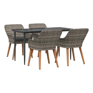 Afuera Living 5 Piece Poly Rattan Garden Dining Set with Cushions in Gray