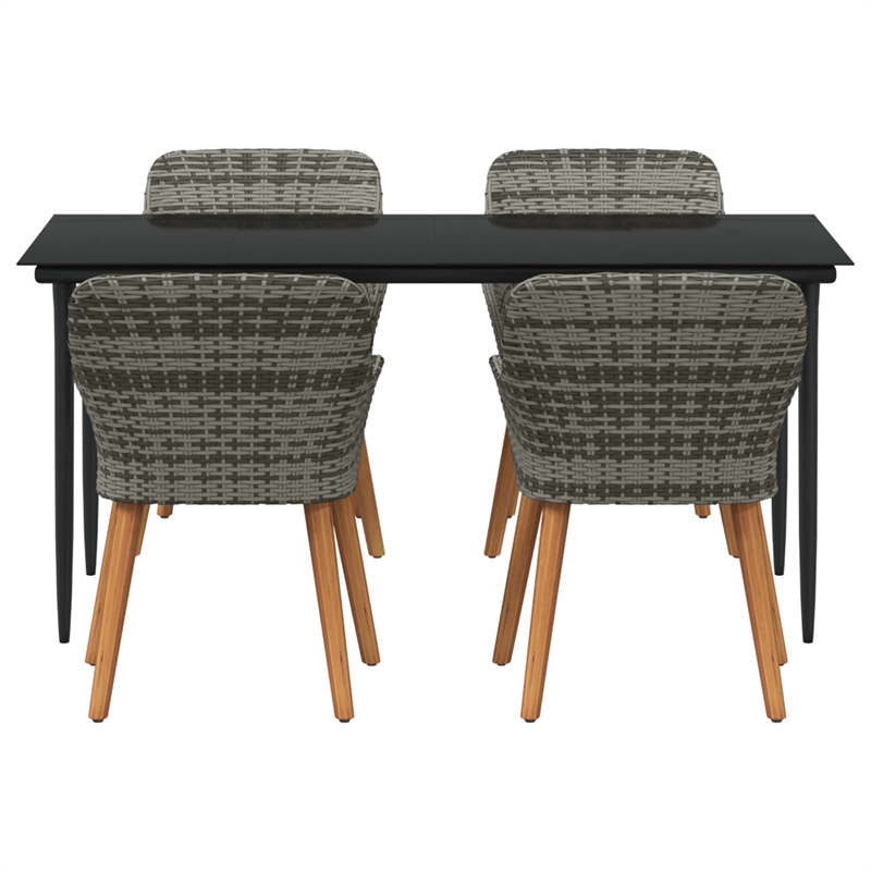 Afuera Living 5 Piece Poly Rattan Garden Dining Set with Cushions in Gray