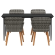 Afuera Living 5 Piece Poly Rattan Garden Dining Set with Cushions in Gray