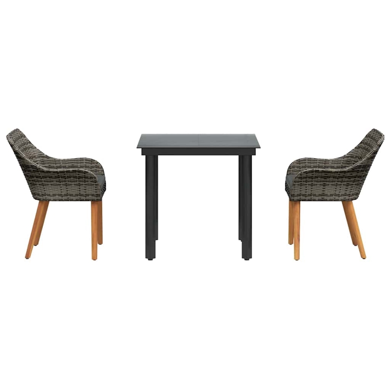 Afuera Living Poly Rattan Garden Dining Set with Cushions in Gray