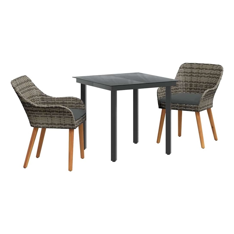 Afuera Living Poly Rattan Garden Dining Set with Cushions in Gray