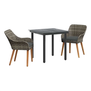 Afuera Living Poly Rattan Garden Dining Set with Cushions in Gray