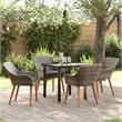 Afuera Living 5 Piece Poly Rattan Garden Dining Set with Cushions in Gray