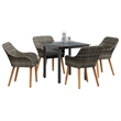 Afuera Living 5 Piece Poly Rattan Garden Dining Set with Cushions in Gray
