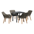 Afuera Living 5 Piece Poly Rattan Garden Dining Set with Cushions in Gray