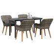 Afuera Living 5 Piece Poly Rattan Garden Dining Set with Cushions in Gray
