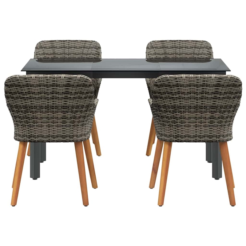 Afuera Living 5 Piece Poly Rattan Garden Dining Set with Cushions in Gray