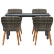 Afuera Living 5 Piece Poly Rattan Garden Dining Set with Cushions in Gray