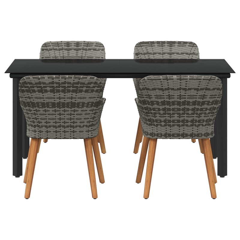 Afuera Living 5 Piece Poly Rattan Garden Dining Set with Cushions in Gray