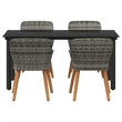 Afuera Living 5 Piece Poly Rattan Garden Dining Set with Cushions in Gray